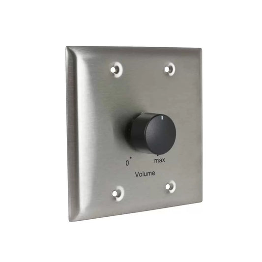 Lowell 200W Mono Volume Control With 2-Gang Standard Wall Plate | Stainless Steel