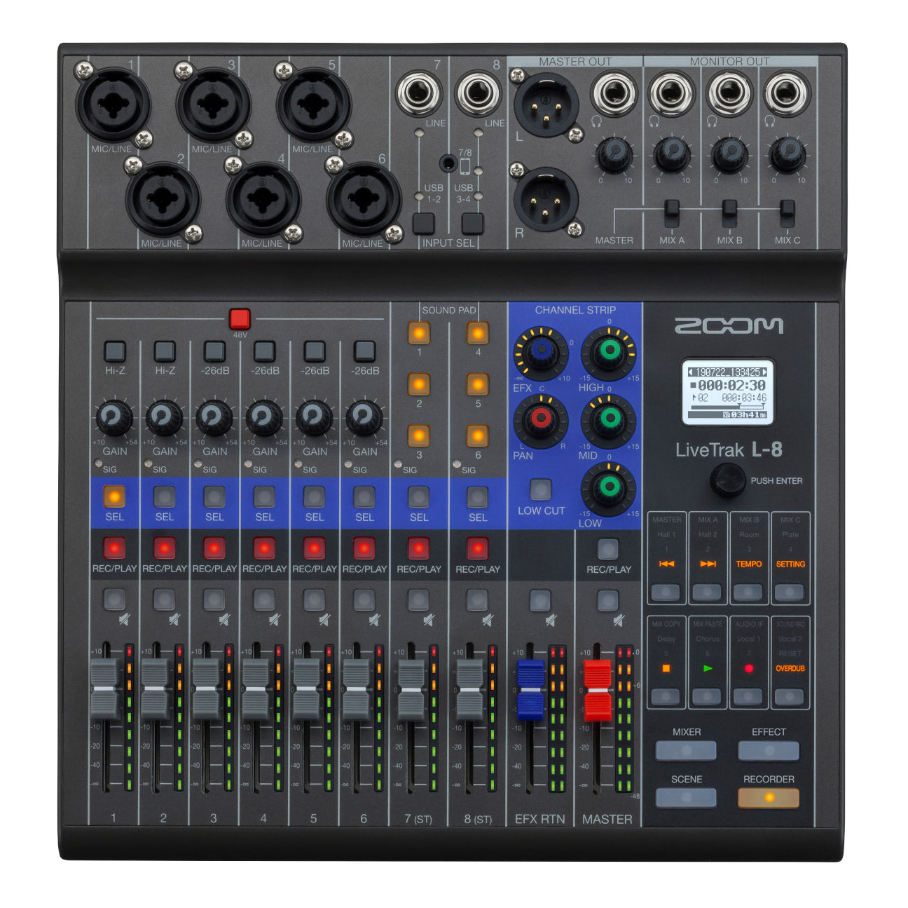 Zoom LiveTrak L-8 Digital Mixer top