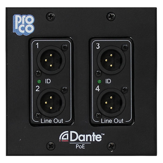 ProCo Sound AODDP Dante Wall Plates | 2 XLR Female + 2 XLR Male