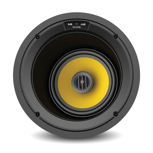 AtlasIED T625ACW in-ceiling speaker front view showing 0dB and -3dB TW LEVEL tweeter switch