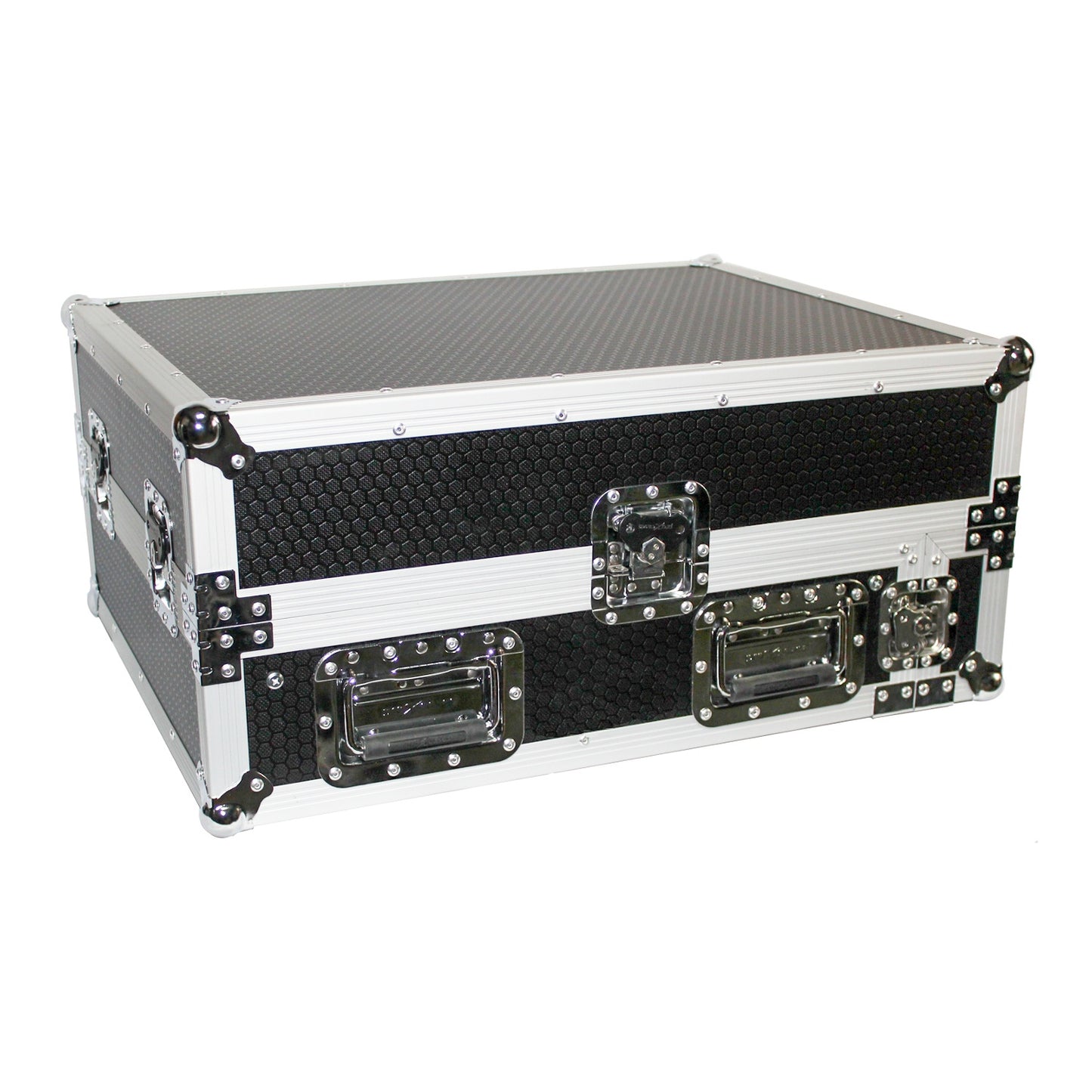 ProX 19" Slant Mixer Flight Case ATA Road Case With Laptop Shelf | 13U | Silver on Black