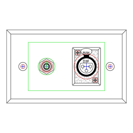 ProCo Sound Single Gang Stainless Steel Wall Plate | 1x S-Craft D3F + 1x S-Craft #11