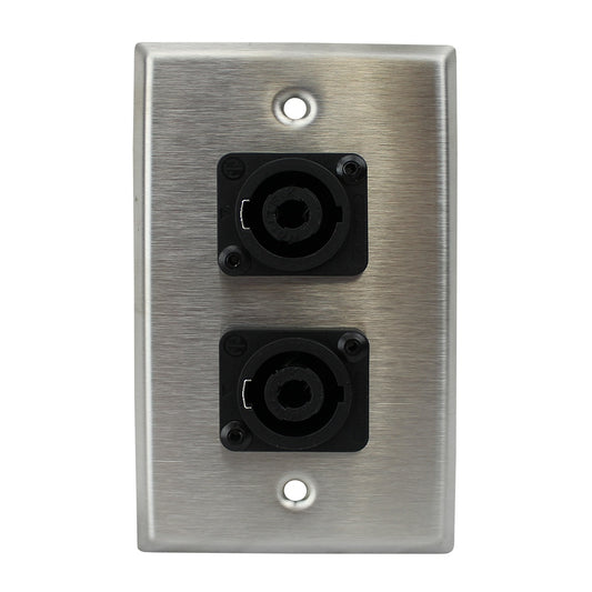 ProCo Sound SP Series Single Gang Stainless Steel Wall Plate | 2× Neutrik NL4MP