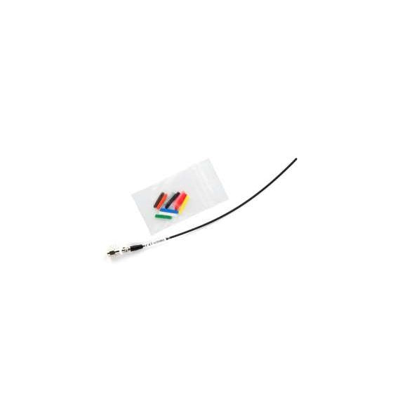AMJKIT jointed SMA whip antenna kit overview with black cut-to-length whip and resealable bag of colored identification sleeves, Lectrosonics