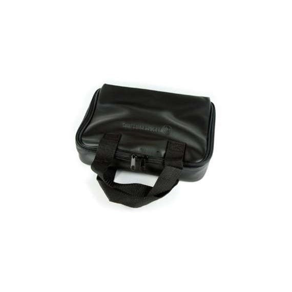 CCMINI padded zip pouch top-front view in black with black nylon carry handles, zipper closure and embossed Lectrosonics logo, Lectrosonics