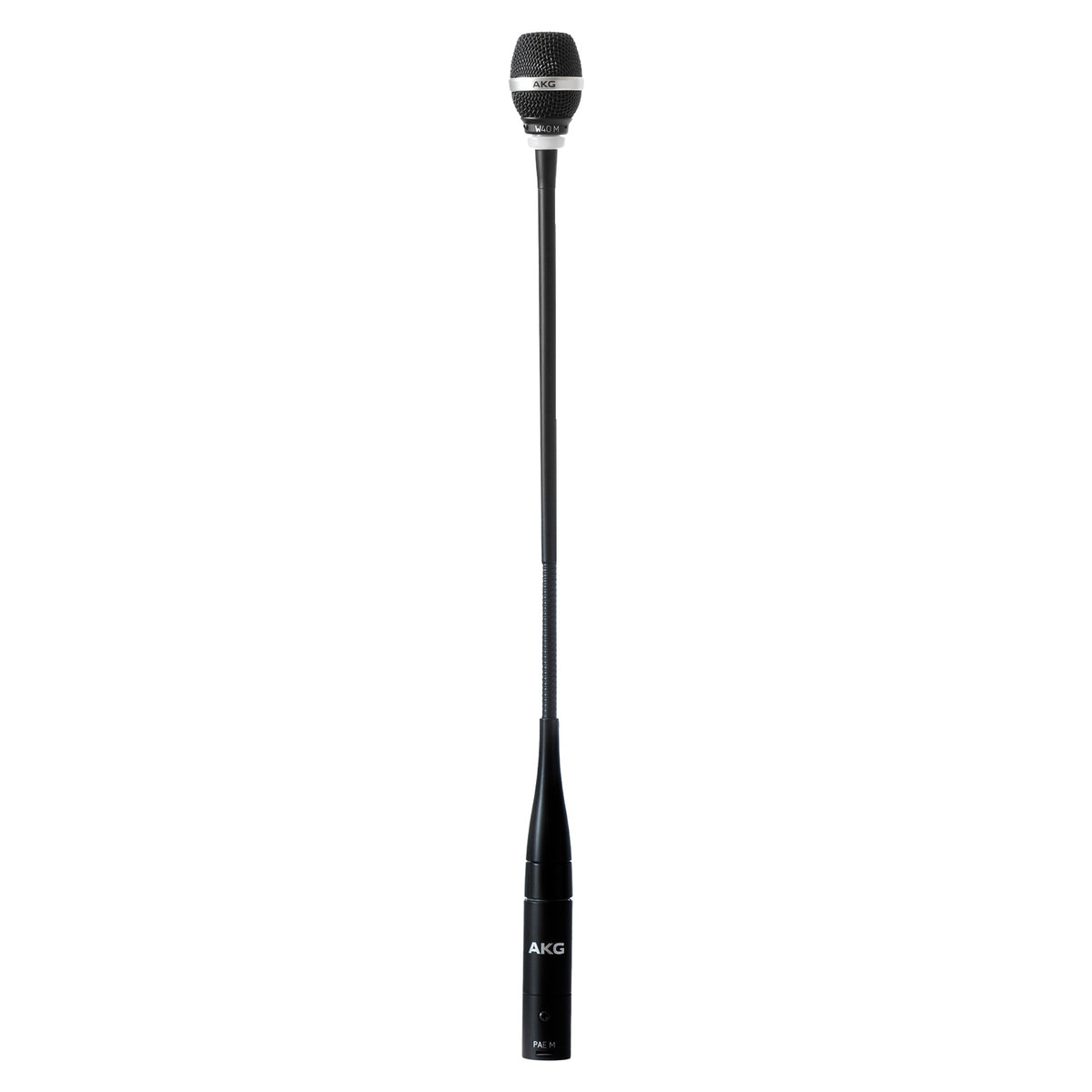 CGN341E DAM+ gooseneck microphone set front view with CK41 capsule, W40 M windscreen and PAE M XLR base module, AKG