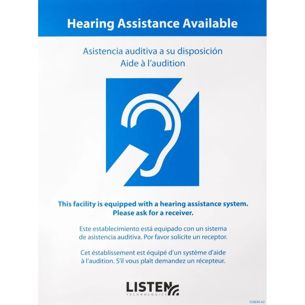 Listen Technologies LA-303 Multi-Lingual Notification Sign