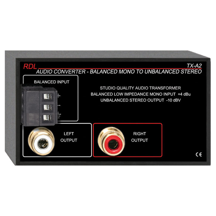RDL TX-A2 Balanced to Unbalanced Audio Converter