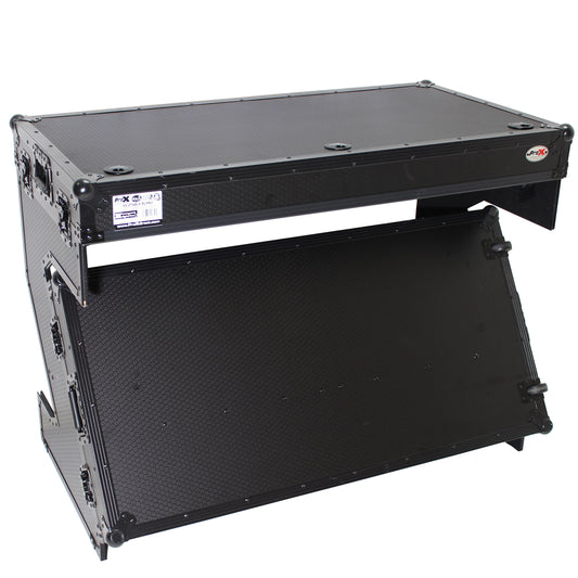 ProX Z-Table Folding DJ Table Mobile DJ Workstation With Wheels | Black