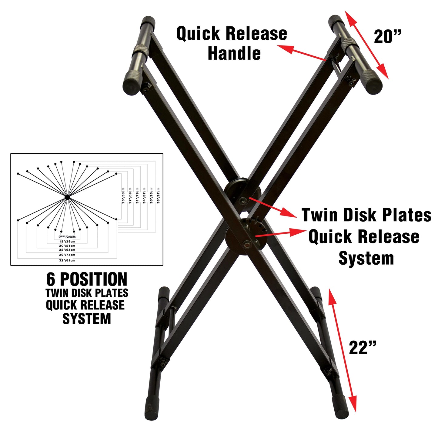 ProX Keyboard Stand Accessories Steel Mesh Work Surface | X-Style Stand with Dual-Locking