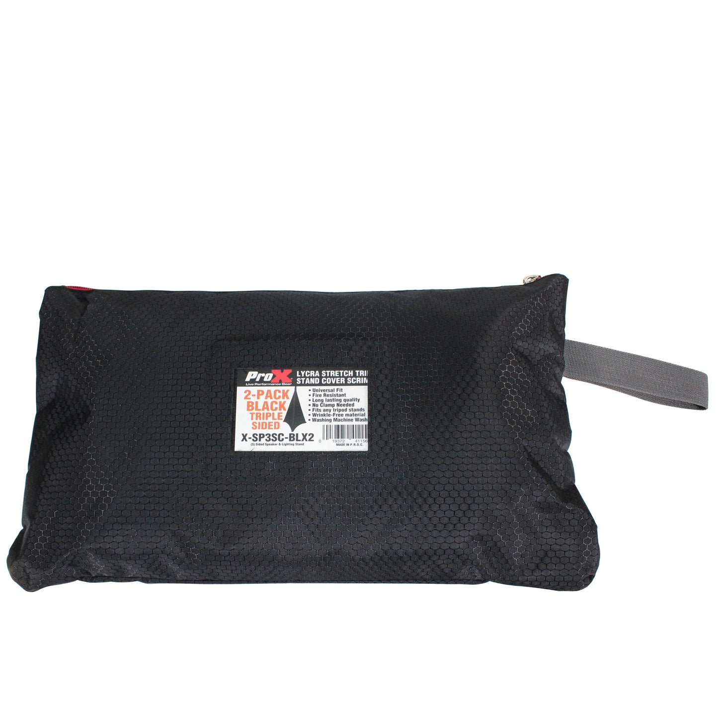 ProX Speaker/Lighting Stand Cover Scrim Lycra Fabric | Black | 3-Sided | 2-Pack