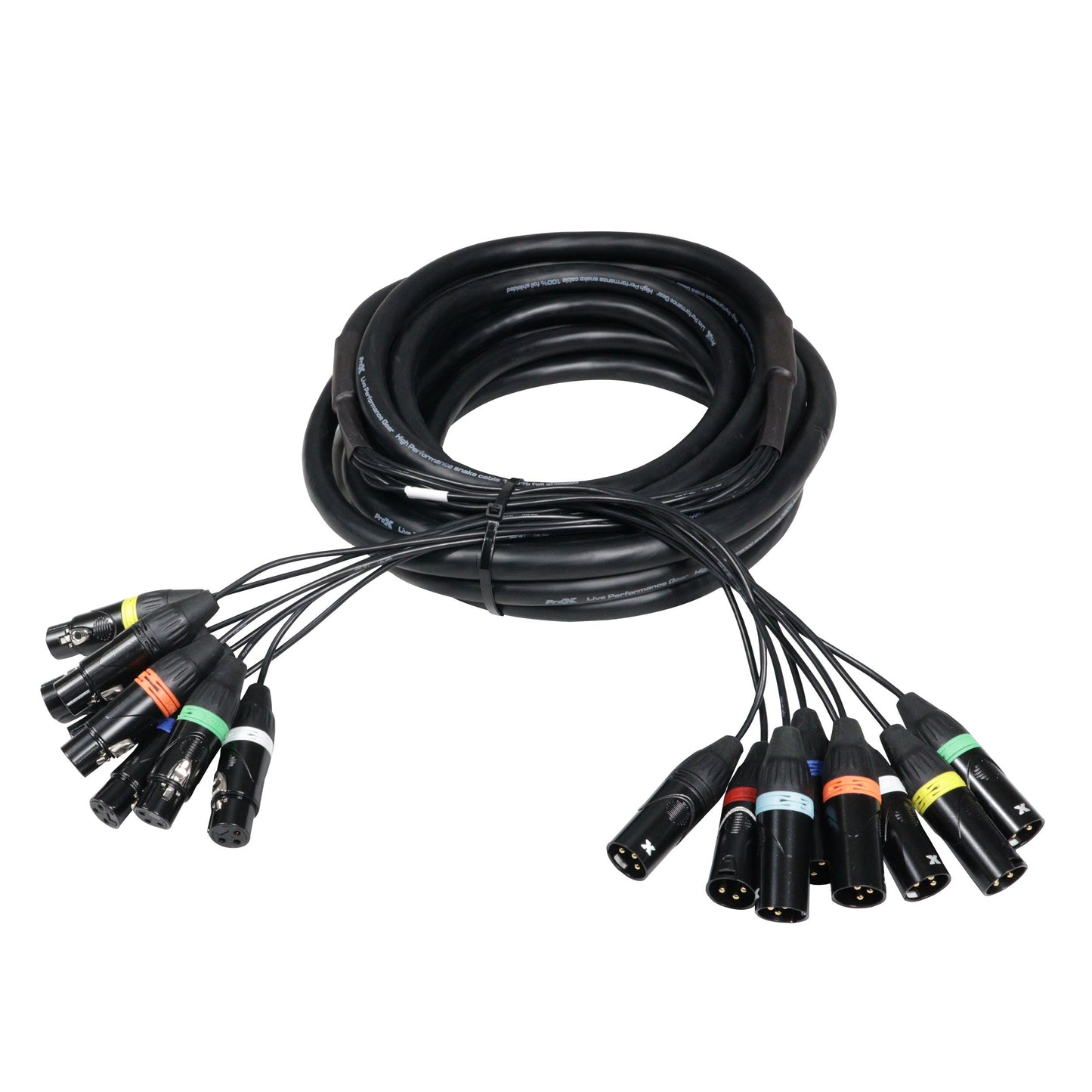 ProX 8-Channel Snake Cable Organized Multi-Channel Audio Run | XLR Female | XLR Male | 25 Ft.