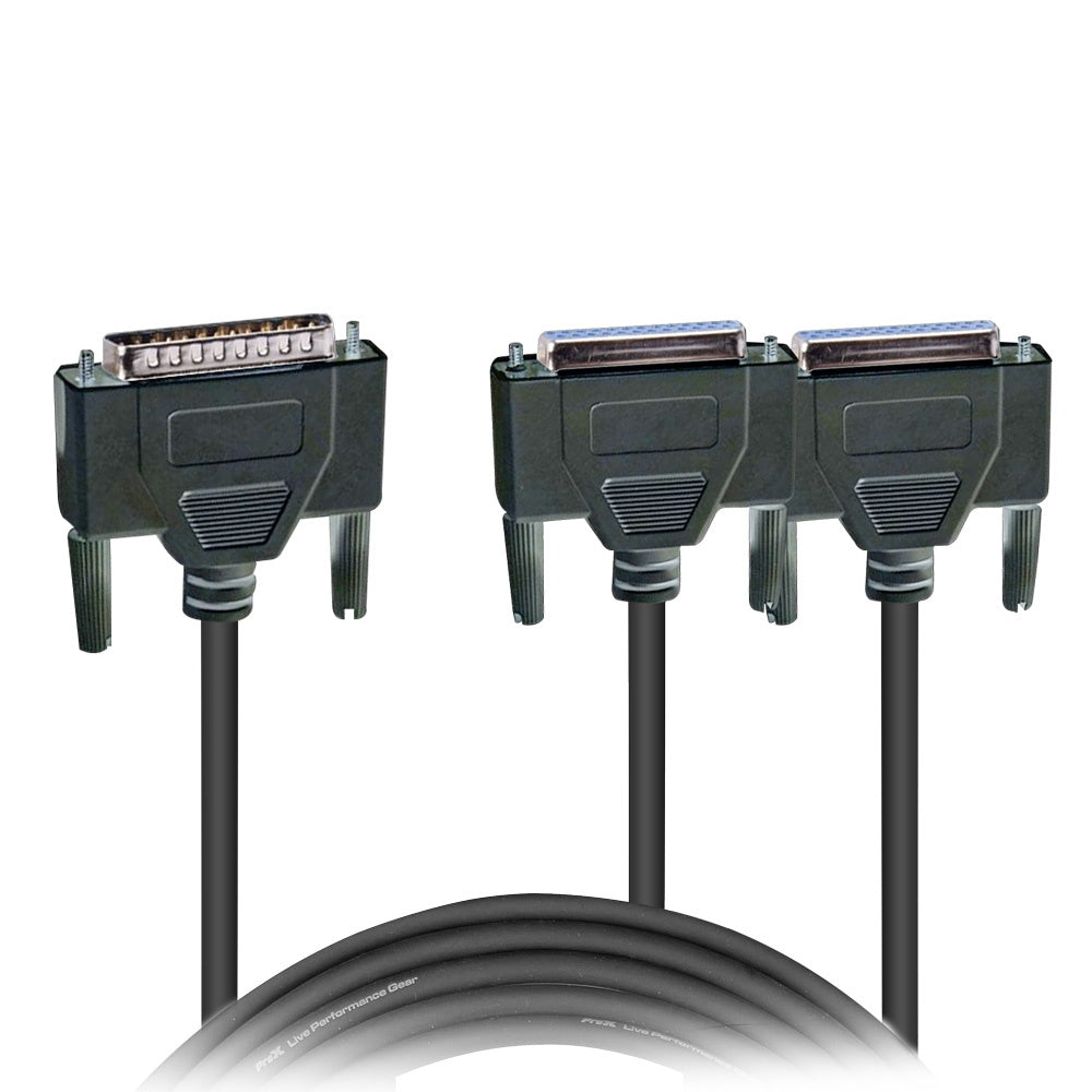 ProX ILDA Laser Cable 25-Pin DB-25 Laser Control Cable | 1 ft | Y-Splitter (1M to 2F)