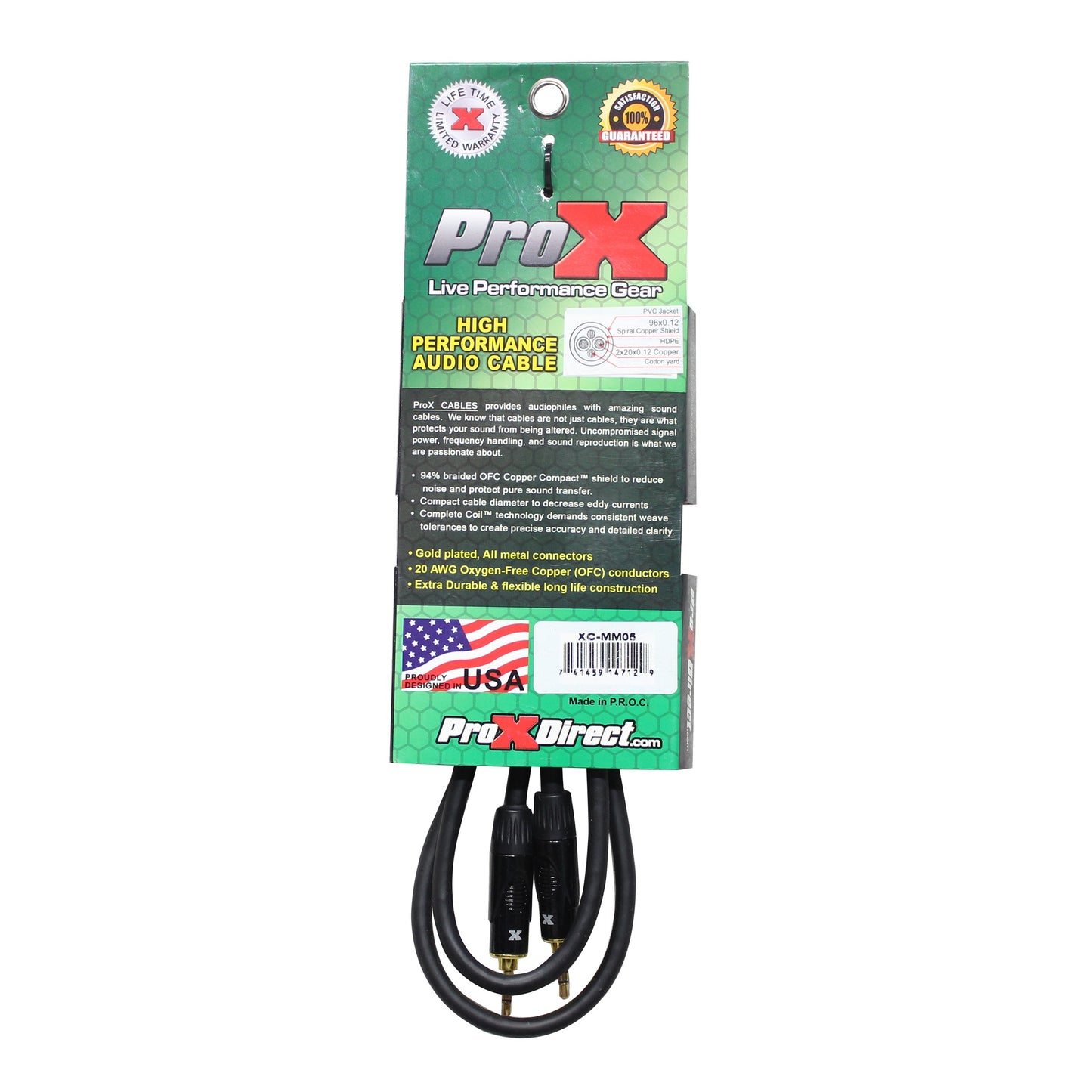 ProX Balanced TRS Mini to TRS Mini Audio Cable OFC Balanced Stereo | 5 ft
