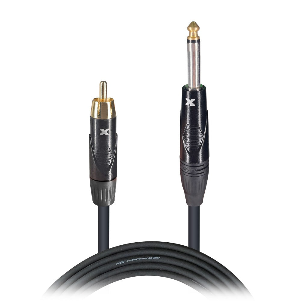 ProX RCA to 1/4" TS Audio Cable OFC Unbalanced Patch Cable | 10 ft