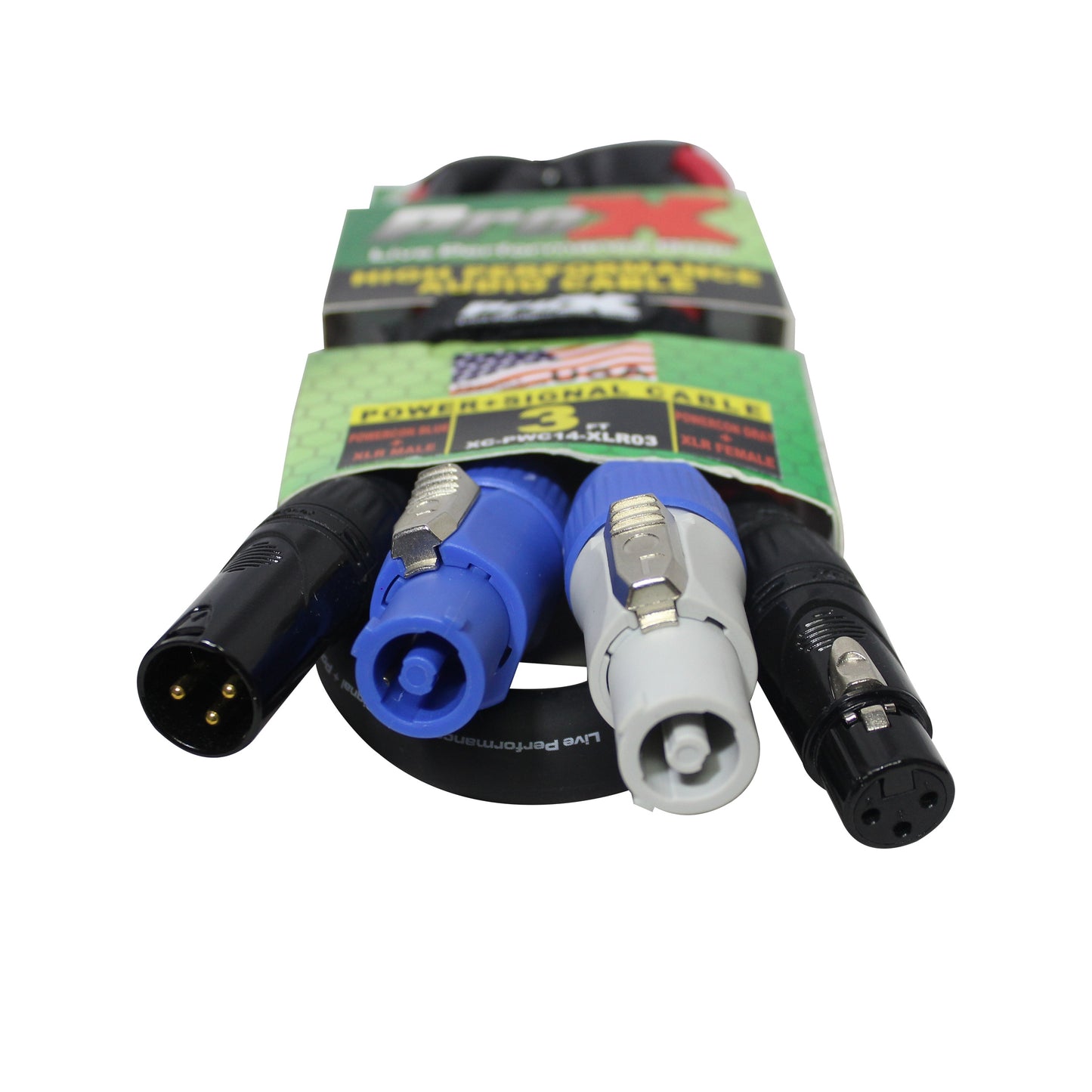 ProX PowerCON Compatible to Dual XLR Combo Cable Tour-Grade Link Jumper | 3 ft
