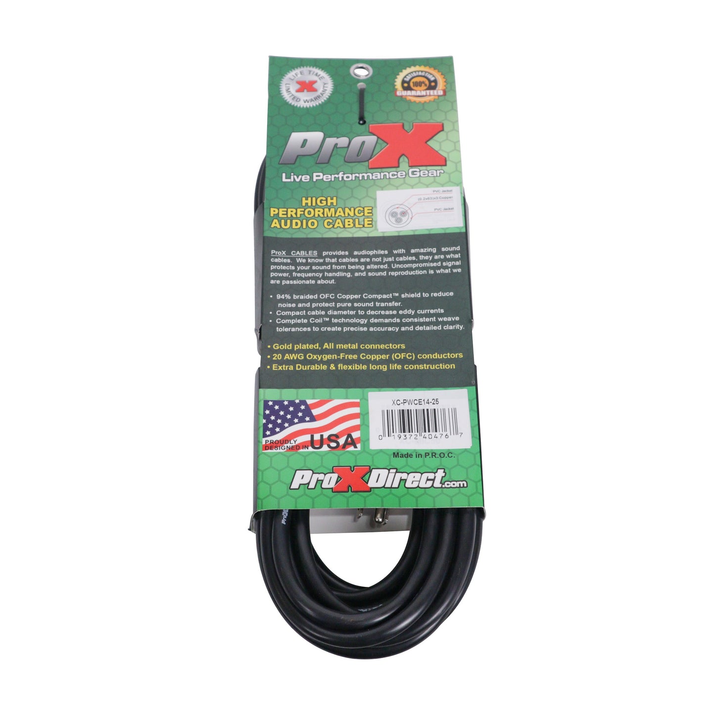 ProX PowerCON Compatible to Edison Power Cable 14 AWG Locking | 25 Ft.