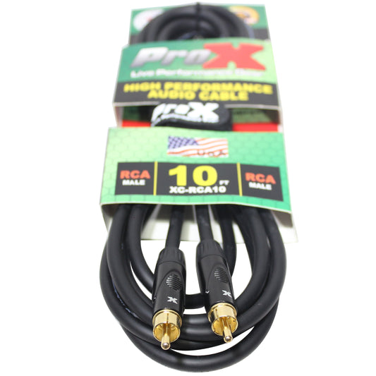 ProX RCA to RCA Audio Cable OFC Patch Cable For Live Sound | 10 ft