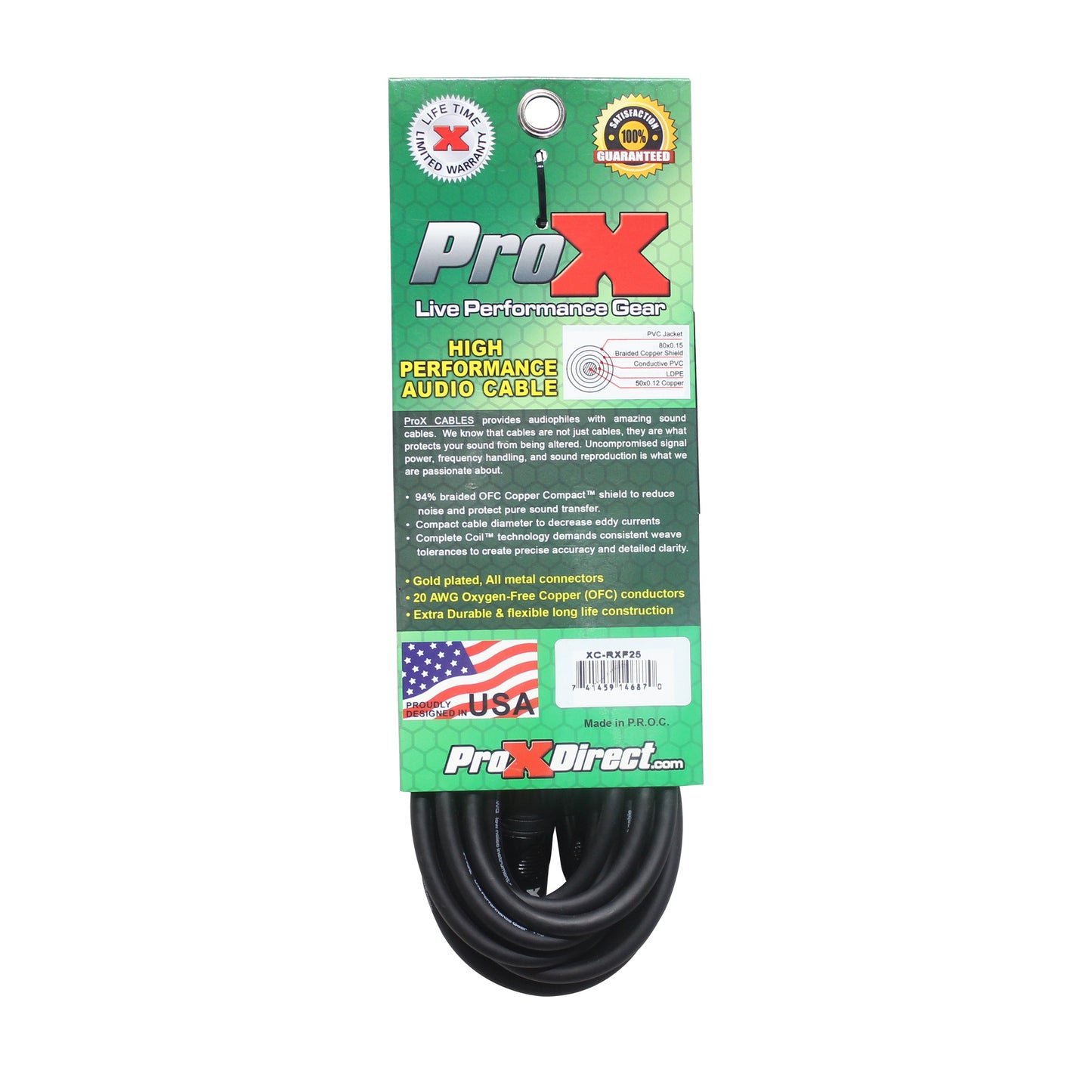 ProX RCA to XLR Female Audio Cable OFC Unbalanced Patch Cable | 25 ft
