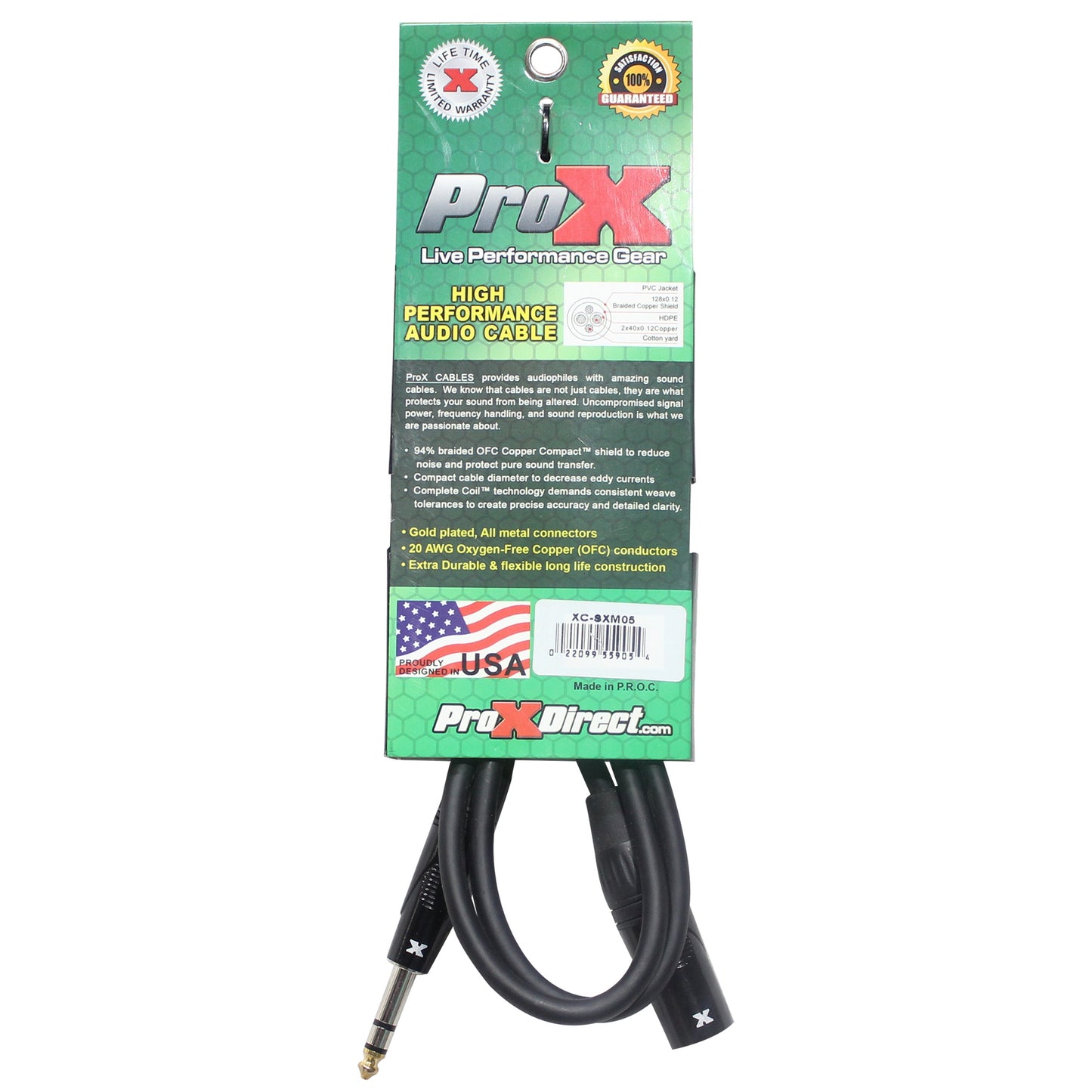 ProX XLR-M to TRS Balanced Audio Cables OFC High Performance Cable | 5 ft