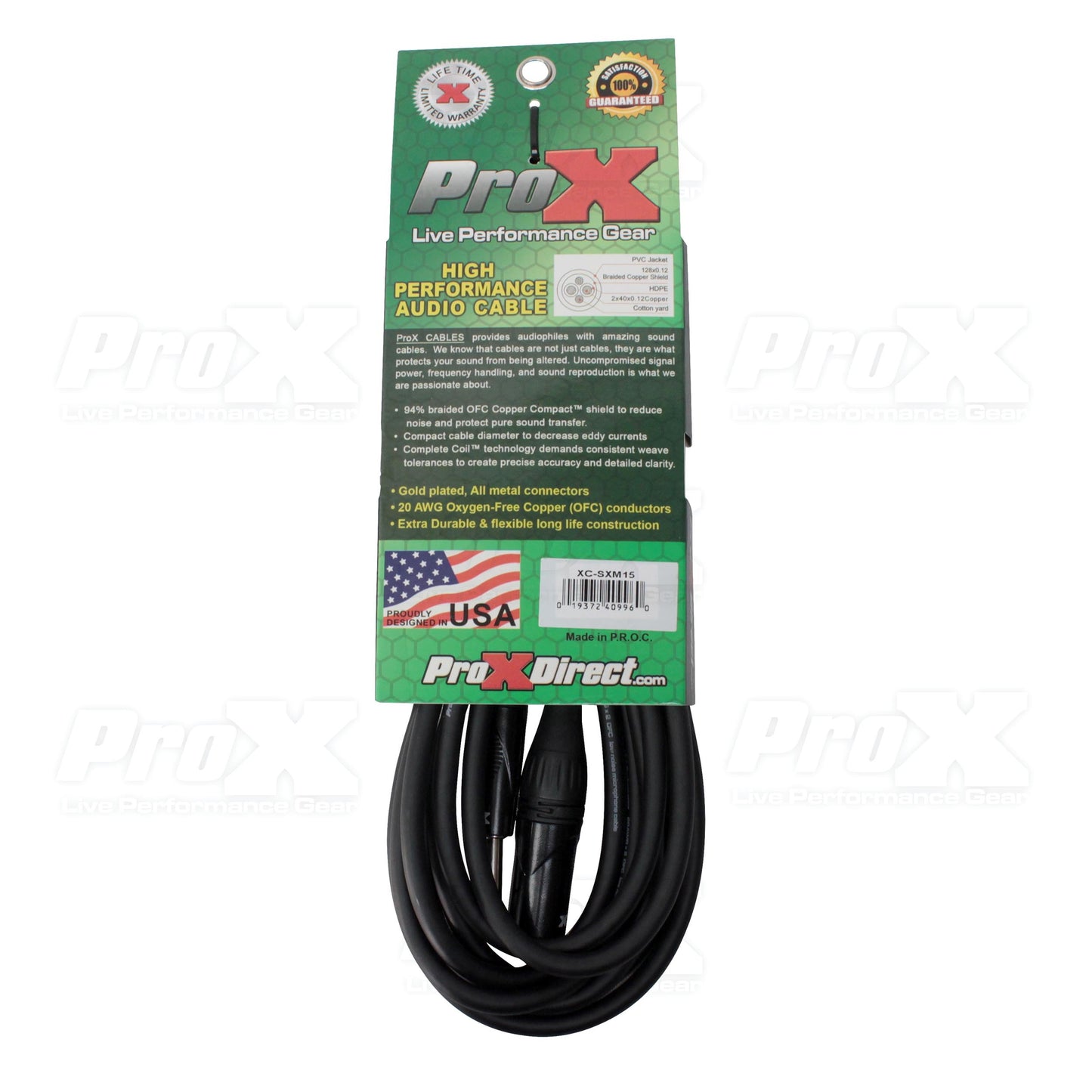 ProX XLR-M to TRS Balanced Audio Cables OFC High Performance Cable | 15 ft