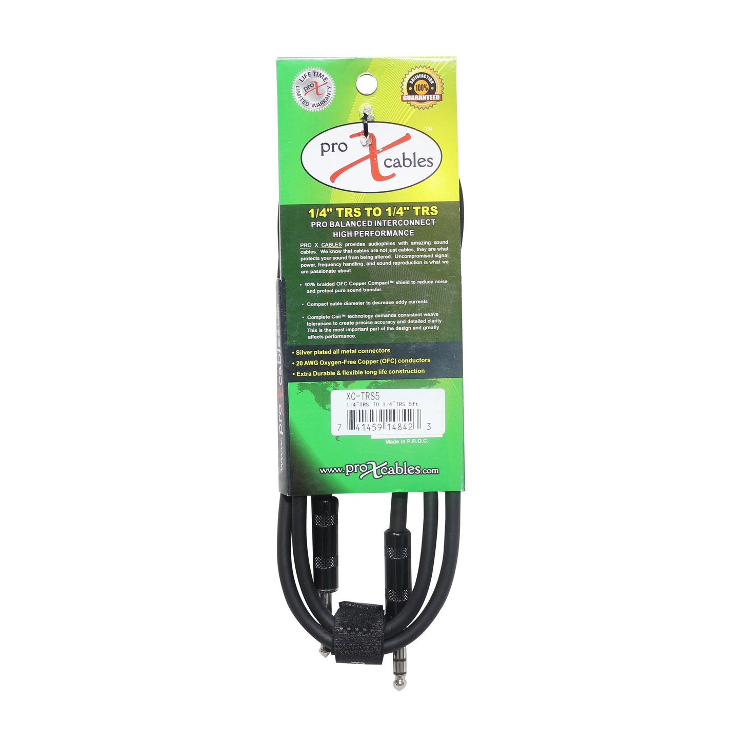 ProX XC-TRS Balanced 1/4" TRS-M to TRS-M OFC Audio Cable | 5 ft