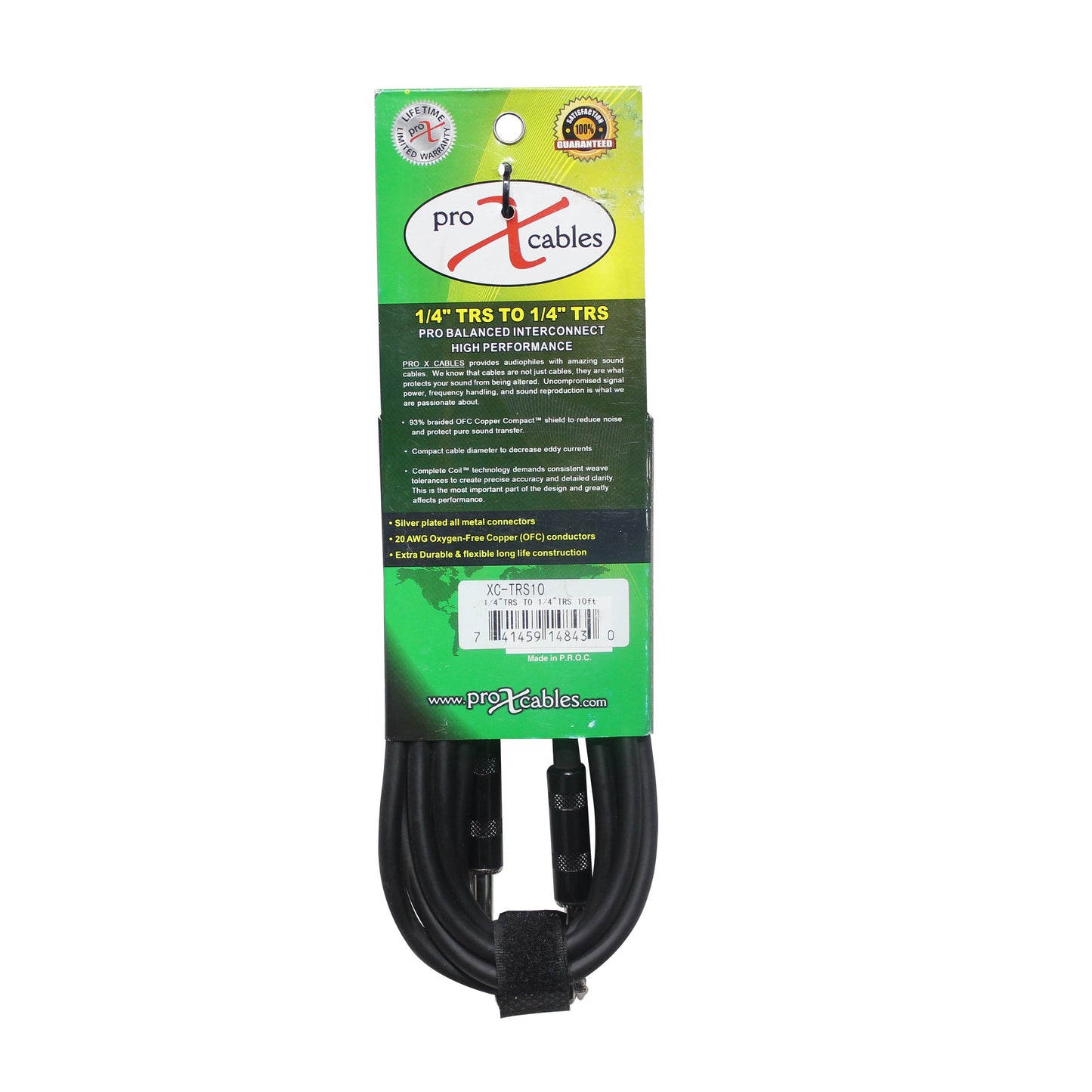 ProX XC-TRS Balanced 1/4" TRS-M to TRS-M OFC Audio Cable | 10 ft