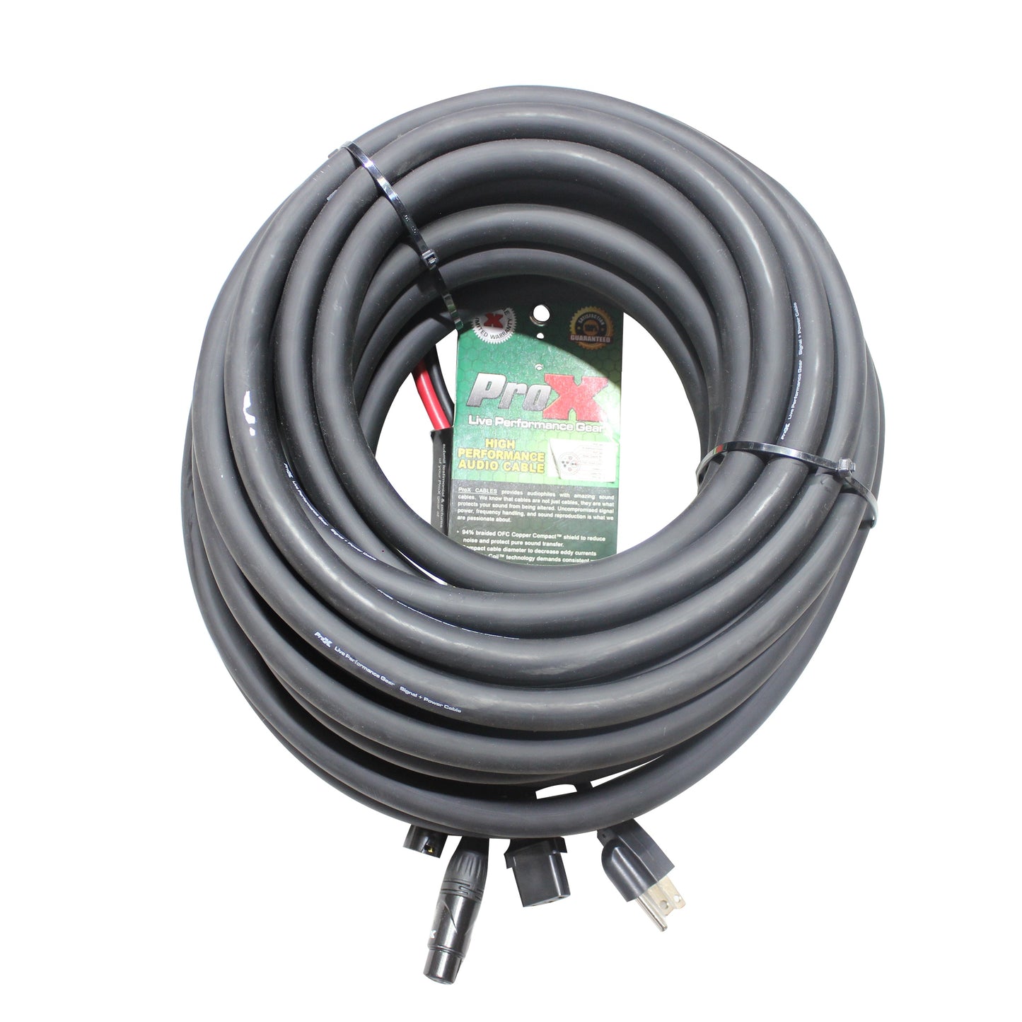 ProX XLR Audio and Power Combo Cable For PA and DJ Speakers | 50 ft