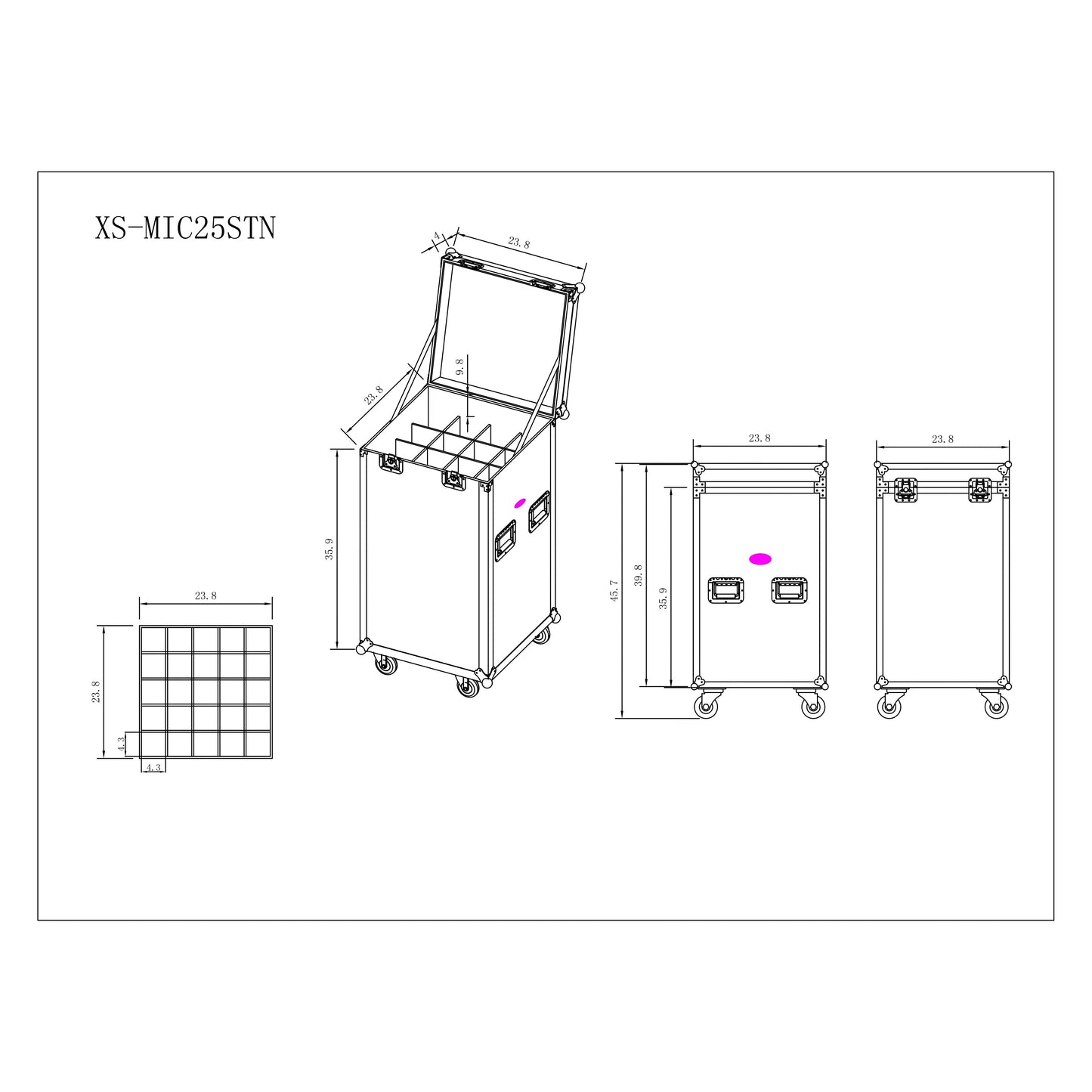 ProX Microphone Accessory Case ATA Flight Case For Mic Storage | 25-stand holder