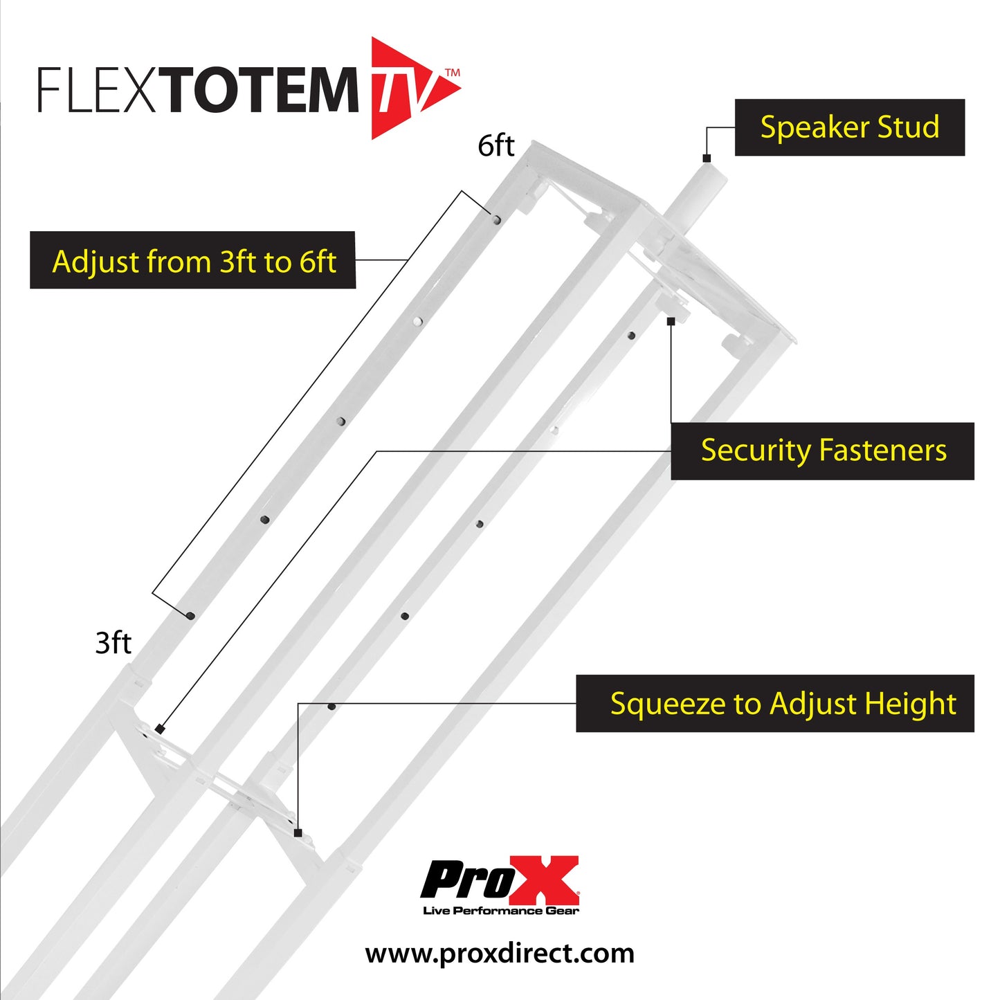 ProX XT-FLEXTOTEMTV Flex Totem Height Adjustable TV Display Stand