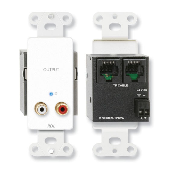 RDL D-TPR2A Active Two-Pair Receiver - Twisted Pair Format-A - stereo RCA jack outputs