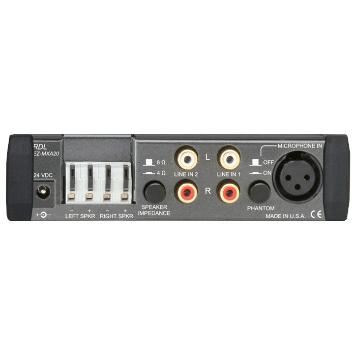 RDL EZ-MXA20 20-Watt Stereo Audio Mixer-Amplifier with EQ back