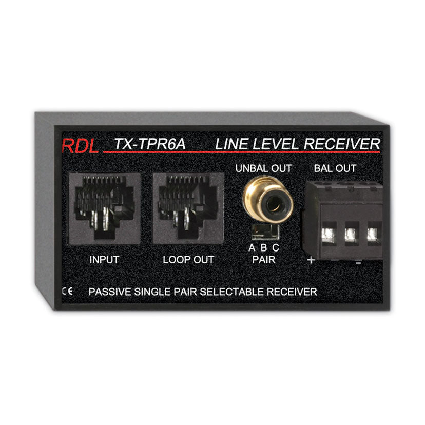 RDL TX-TPR6A Passive Single-Pair Receiver - Twisted Pair Format-A - Balanced audio line output