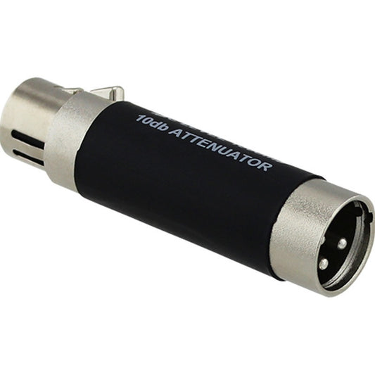 ProCo Sound MAX 10 attenuator angled view showing 3-pin male XLR end