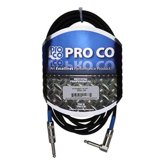 ProCo Sound Excellines instrument cable coiled in Pro Co branded packaging wrap with product label