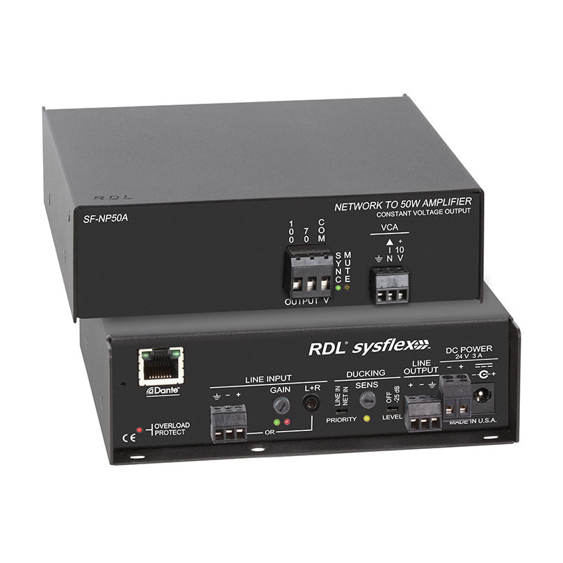 RDL SF-NP50A Network to 50 W Mono Audio Amplifier - 70 V or 100 V