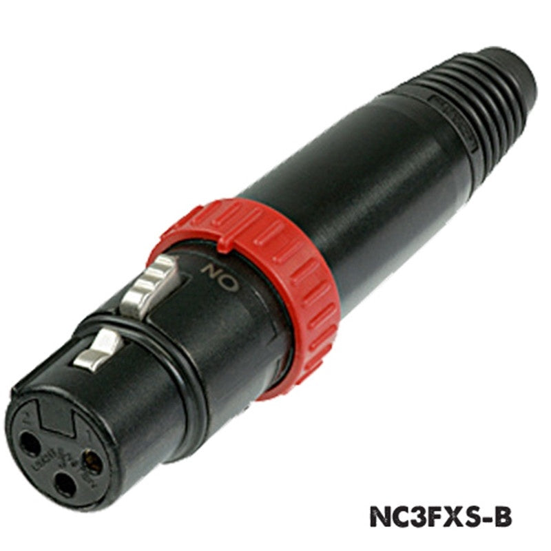 Neutrik NC3FXS-B X-S Series 3-Pole Female XLR Straight Cable Connector | Black/Gold