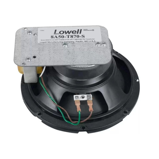 Lowell 8" Coaxial Speaker Installed PA Driver With Transformer | 70V 8W Transformer, Shallow Mount