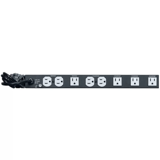 Lowell Rackmount Power Distribution Unit 1U AC Power Strip | 9 Outlets | 15A | Surge Suppression, Guarded Switch