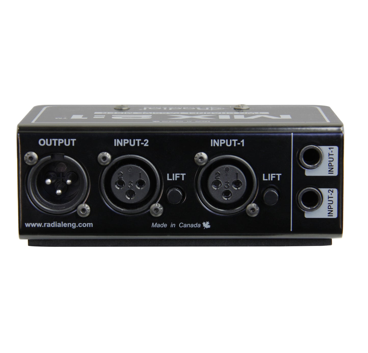 Radial MIX 2:1 2-Channel Summing Mixer back panel