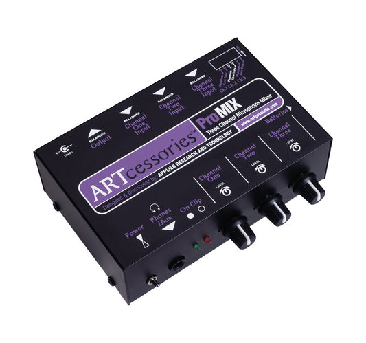 ART PROMIX 3-Channel XLR Microphone Mono Mixer top