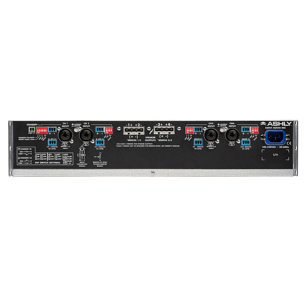 Ashly CA 1.04 4 x 1000W/70V at 4 Ω Multi Mode Power Amplifier back