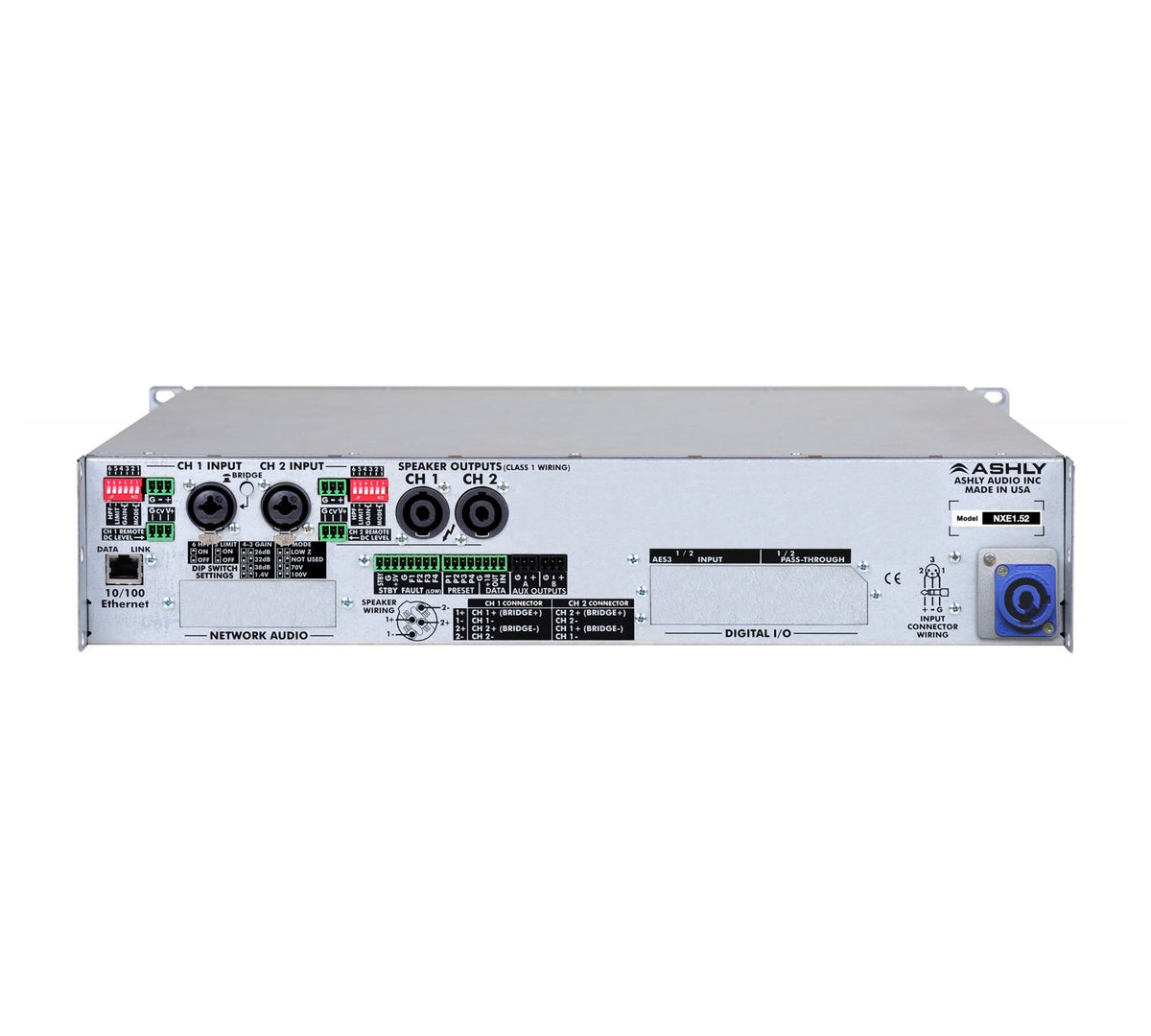 Ashly nXe1.52bd nXe Multi-Mode 2 x 1500 Watt Power Amplifier with Dante back