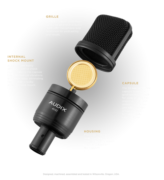 Audix A131 Large Diaphragm Studio Condenser Microphone Features
