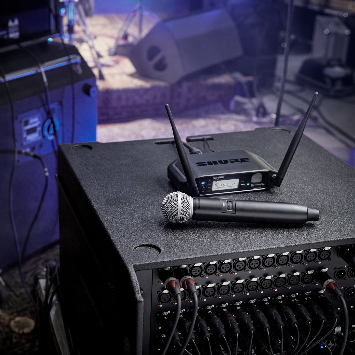 Shure GLXD24R+/SM58 Dual Band Wireless Handheld Microphone System lifestyle 3