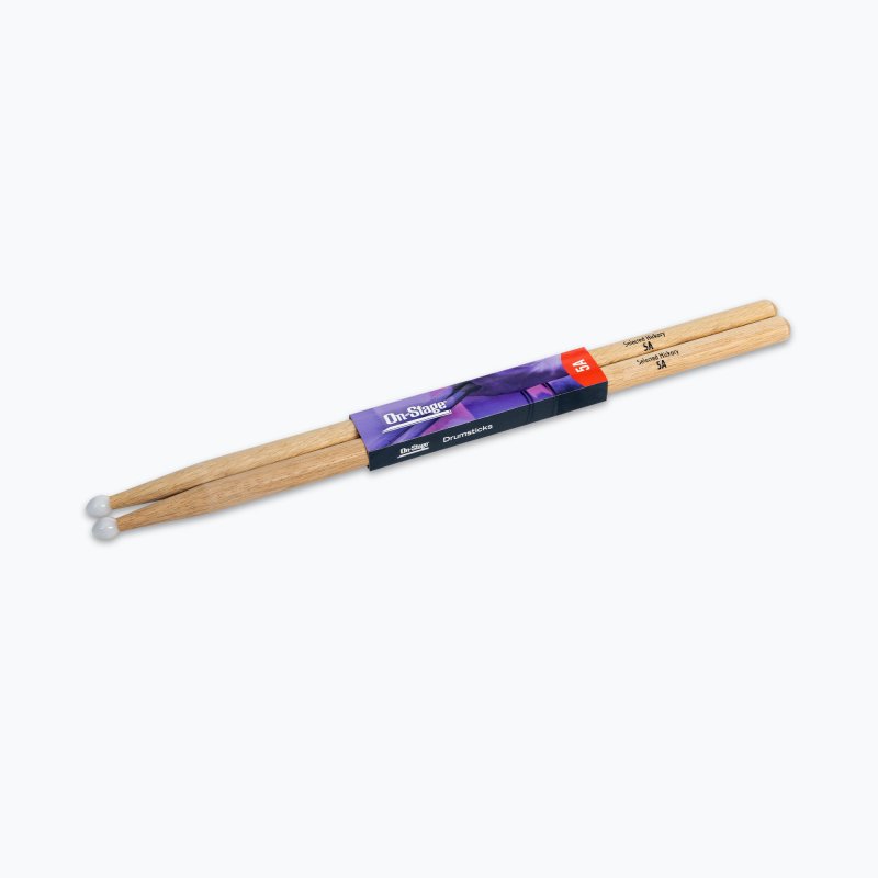 On-Stage TMP-HN5A Hickory Drum Sticks (5A, Nylon Tip, 12pr)