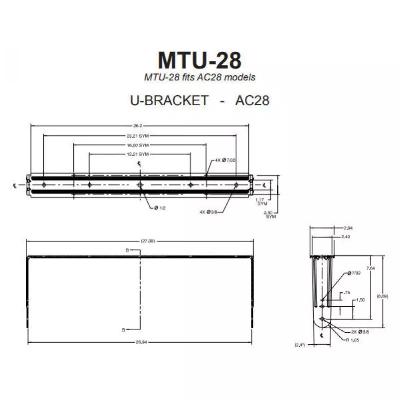 JBL MTU-28-WH U Bracket for AC28/xx Two Way Loudspeaker, White