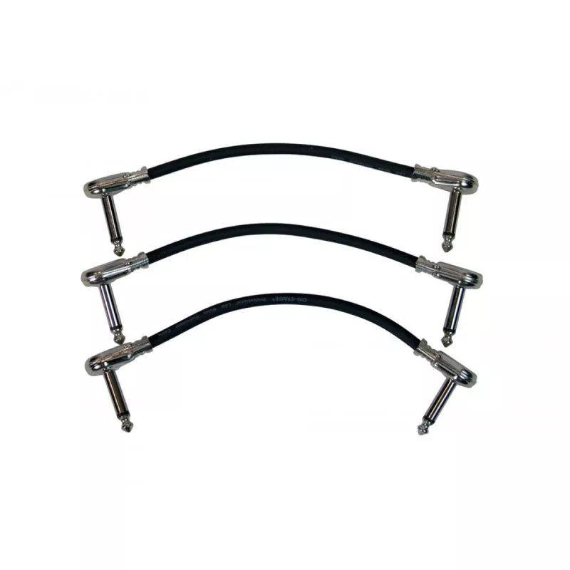On-Stage TMP-PC506B-3PK 6" Patch Cable w/ Pancake Connectors (Black) - 3 Pack