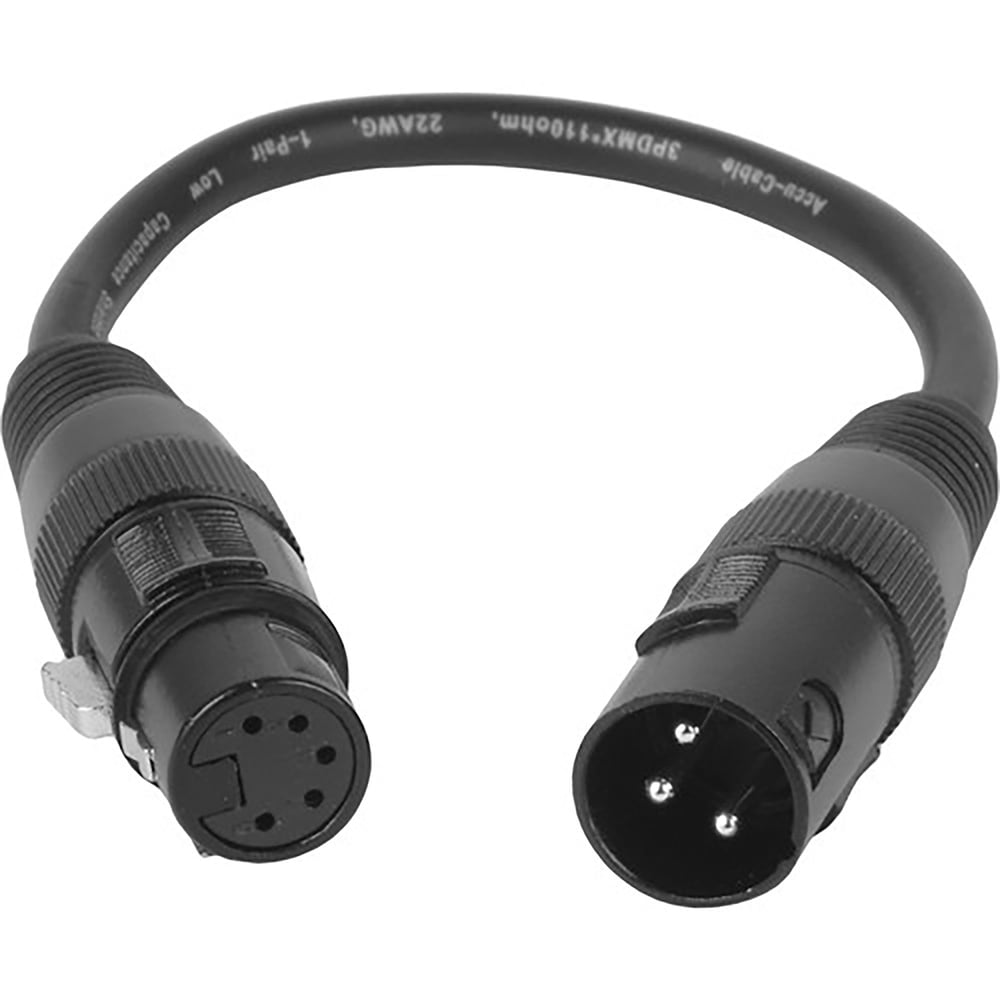 Accu-Cable AC3PM5PFM 1Ft 3Pinm To 5Pinfm Dmx Cable