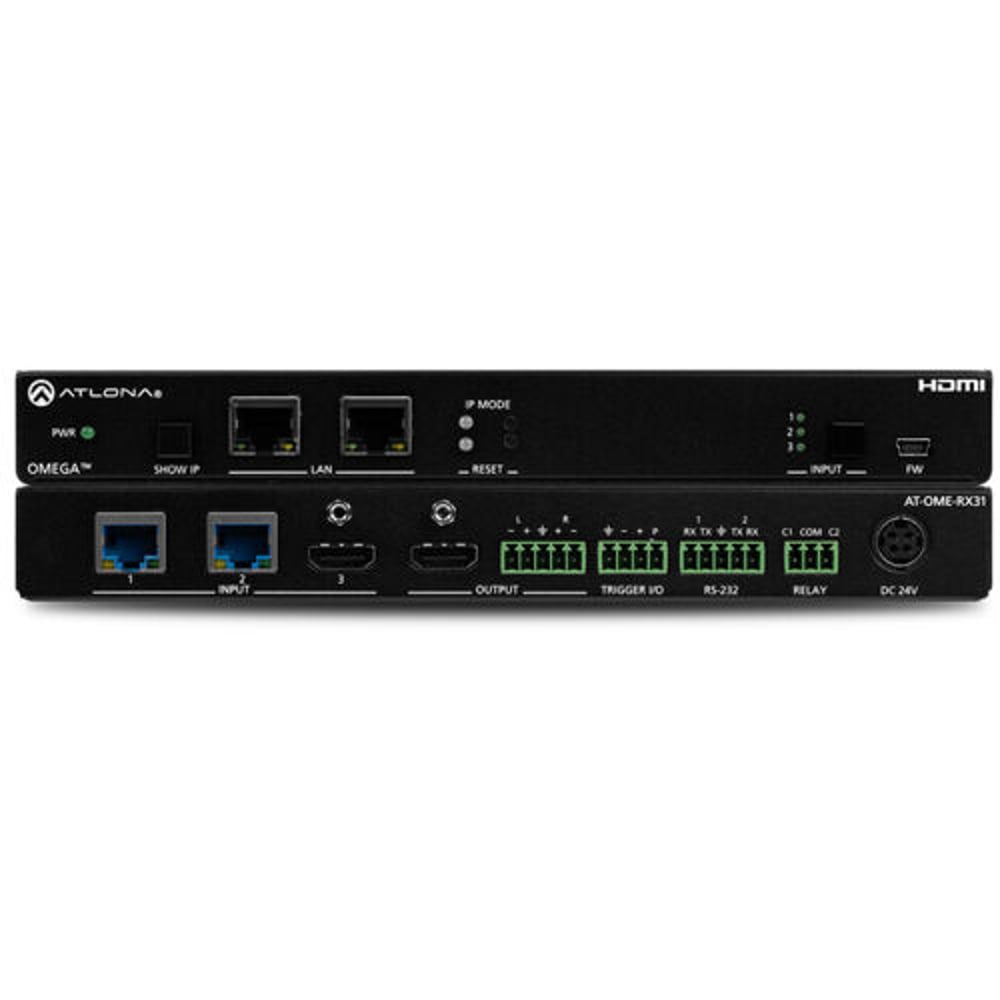 ATLONA AT-OME-RX31 Omega 4K/Uhd Receiver W/Dual Hdbaset Inputs, Hdrmi Input And Hdmi Output